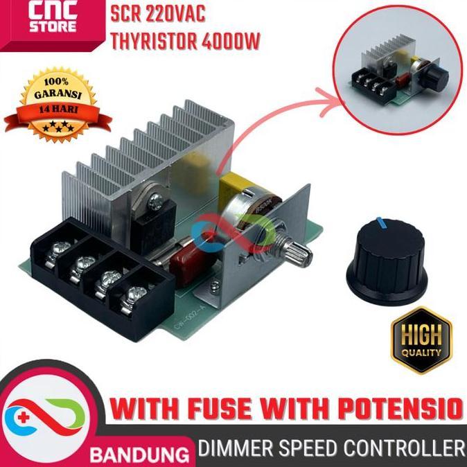 URCHILEST SCR 220V 4000W Dimmer Motor Speed Controller AC + Fuse + Potensiometer