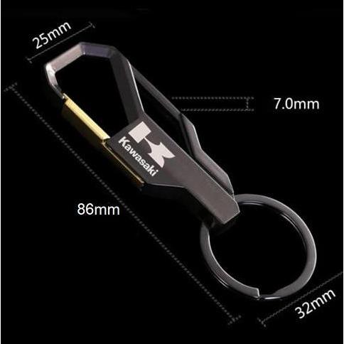 KEYCHAIN GANTUNGAN KUNCI MOTOR MOBIL LOGO KAWASAKI BAHAN PADUAN ALLOY LOGAM BLACK GOLD COCOK UNTUK M