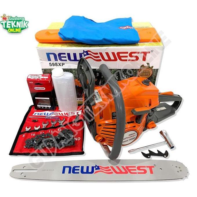 PIXKO Mesin Chainsaw Gergaji Kayu NEW WEST 588/598XP 20" 22" Bar Laser Tip Dan Gigi - NEW WEST 588/5