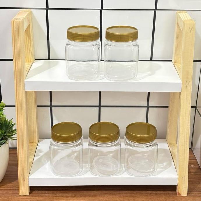 Rak Susun 2 Tingkat + 5toples 200ml Plastik