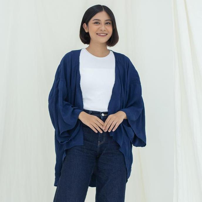 Ixora Seona Kimono Outer - Outerwear Blazer Cardigan Fashion Wanita Terkini Merah Panjang Crinkle At