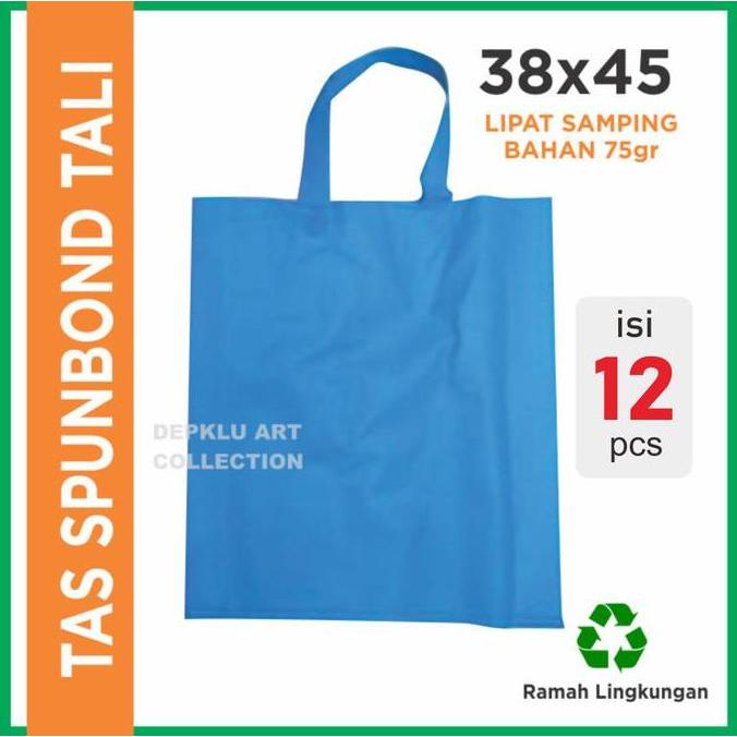 Confezione- Tas Spunbond 38X45 Handle Tali 75 Gsm Goodie Bag Polos Tas Belanja Ukuran Besar (Isi 12)