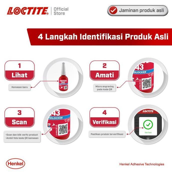 Potere- Lem Baut Mur Thread Locker Loctite 243 Biru 10Ml Medium Strength Ori