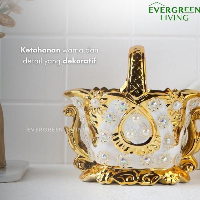 Evergreen Pajangan Dekorasi Display Mutiara Emas Hiasan Wedding Gold Dekorasi Ruangan Ornament Unik 