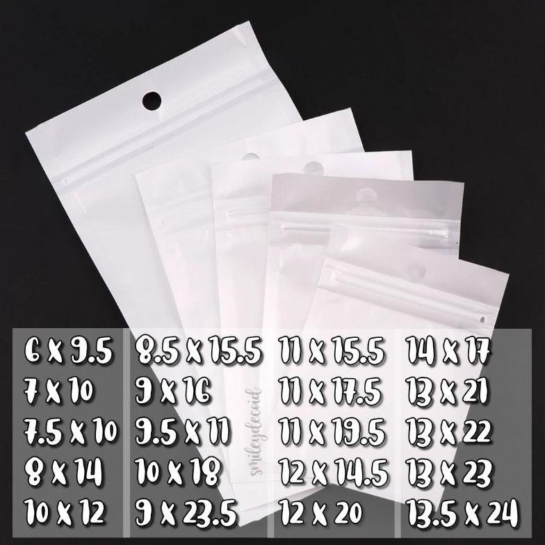 HOT SALE PLASTIK KLIP ZIPLOCK PUTIH SUSU TRANSPARAN STICKER STORAGE BAG AKSESORIS BANYAK UKURAN 6X10