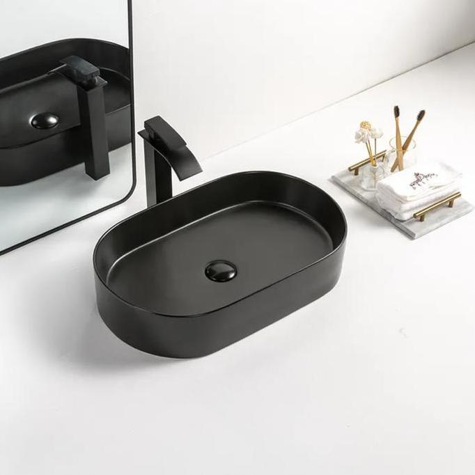 Wastafel Keramik Hitam Wikea K385 / wastafel Hitam K 385