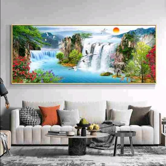 lukisan pemandangan air terjun