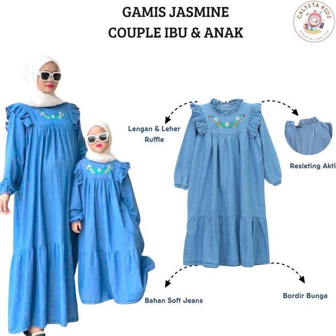 GAMIS JASMINE - Gamis Jeans Couple Ibu dan Anak | Dress Panjang Anak Perempuan  | Gamis Anak | Gamis