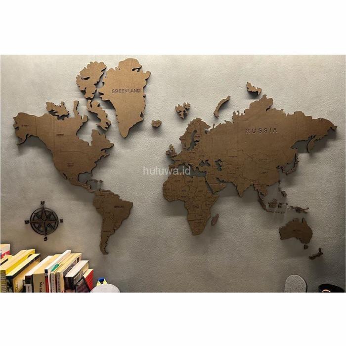 Peta Dunia Kayu / Hiasan Dinding Peta size XL