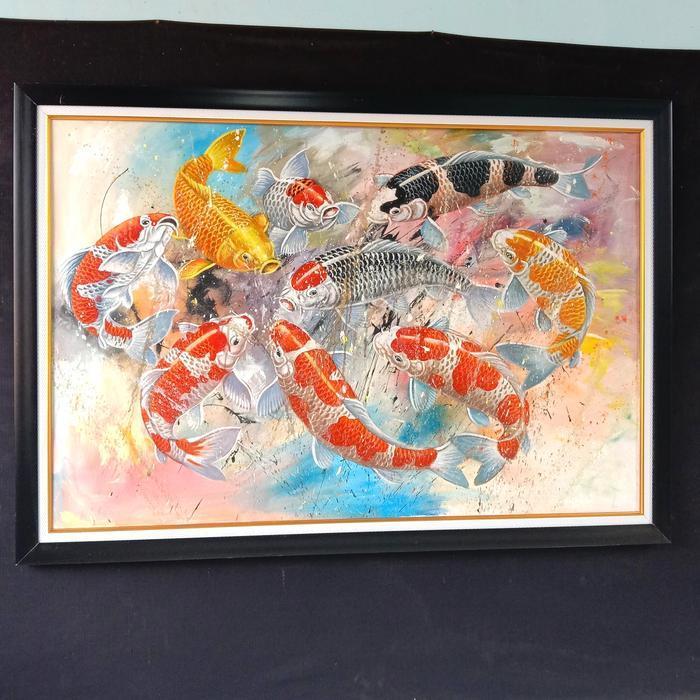 lukisan ikan koi & bingkai k4