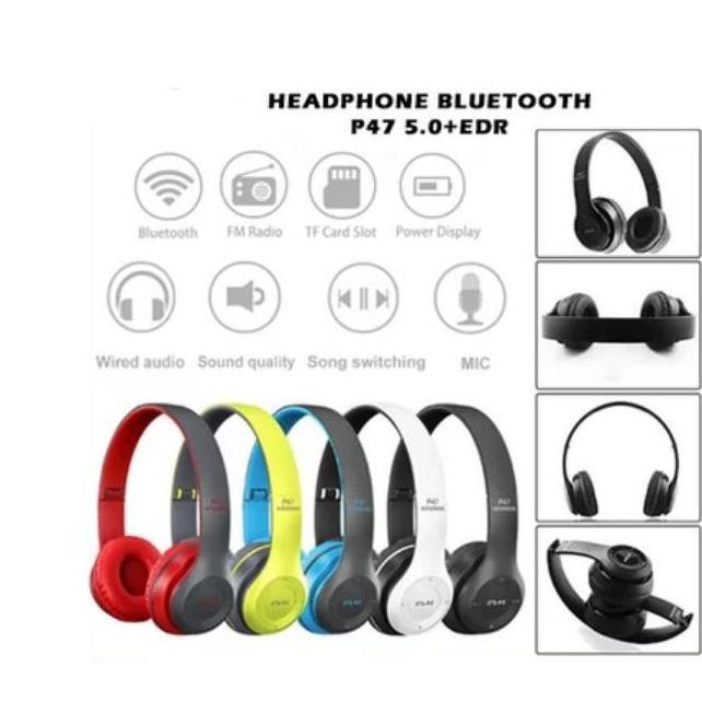 Big Sale [ Kinmashop ] Headphone Headset Bando Bluetooth Wireless Portable Stereo P47/ Bando Gaming 
