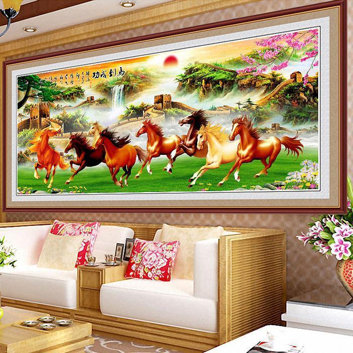 DIY Diamond Painting Full. 8 Kuda Keberhasilan Tembok Raksasa 18070 cm D509SB / D509B / D509