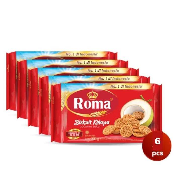 PAKET ISI 6 BISKUIT ROMA KELAPA 300 GR - BISKUIT ROMA KELAPA BUNDLING ISI 6