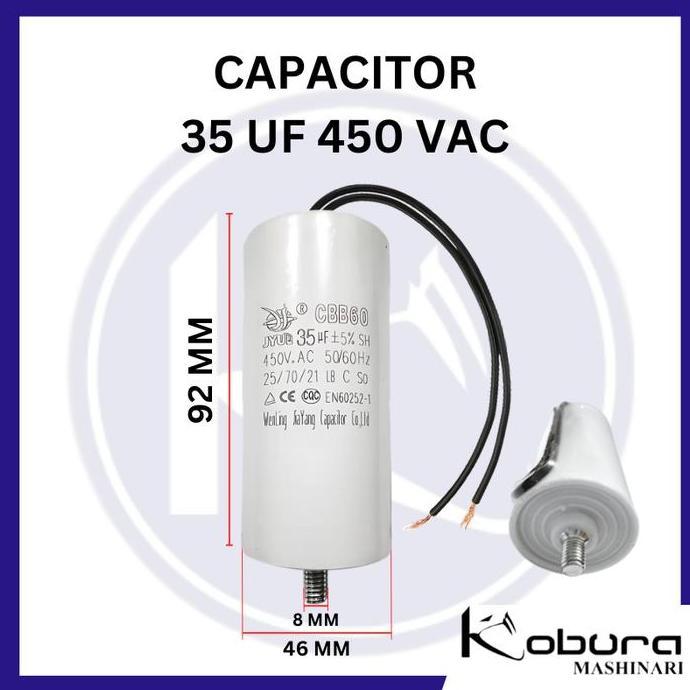 CAPACITOR CBB60 KAPASITOR 35 UF 450 VAC BAUT UNTUK MESIN ELEKTROMOTOR KOMPRESSOR ANGIN PORTABLE SIAP