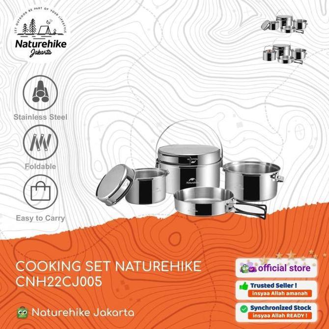 Terlaris Cooking Set / Nesting / Panci Stainless Camping Naturehike Nh22Cj005