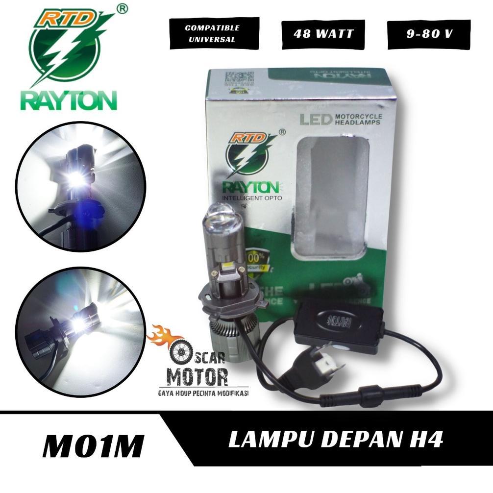 LAMPU PROYEKTOR LED RAYTON M01M H4 DENGAN KIPAS 48TT MOTOR MOBIL