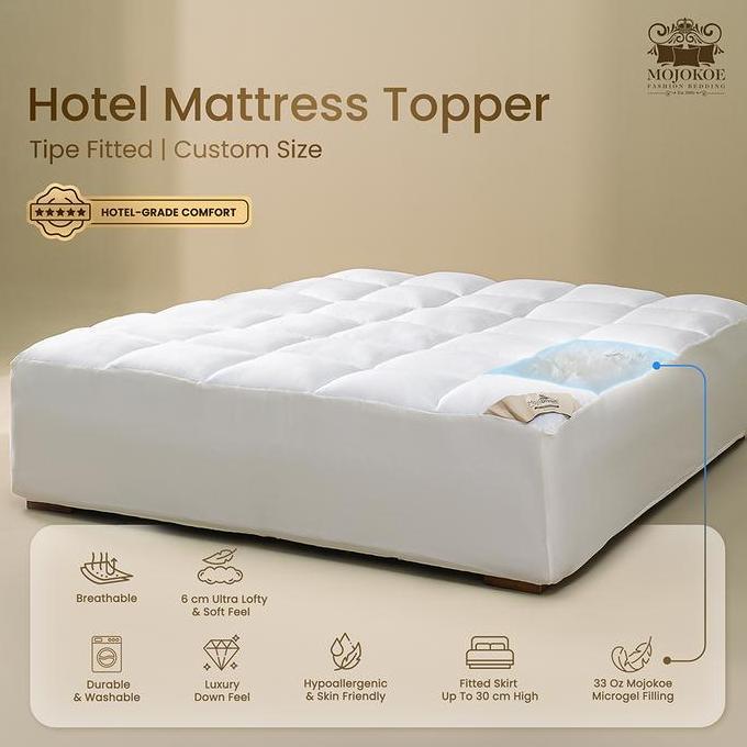 MOJOKOE [CUSTOM] HOTEL MATTRESS TOPPER FITTED | 100% MICROGEL Kasur Matras