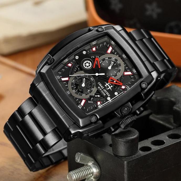 Evans Jayden Jam Tangan Pria 9553 Rantai Stainless Kaca Sapphire Steel Chronograph Water Resistant 1