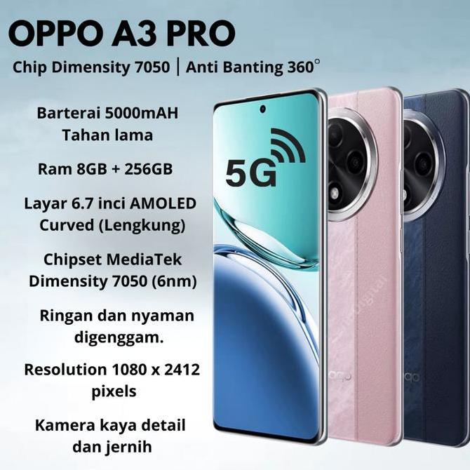 HP OPPO A3 Pro 8GB + 256GB LTE 5G asli baru masih segel Garansi 1 Tahun