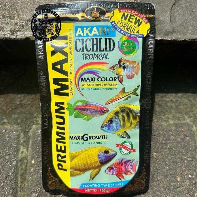 Sakana- Akari Premium 1 Mm 100 Gram Blue / Yellow / Red / Maxi Multicolor Pellet Floating / Apung Ik