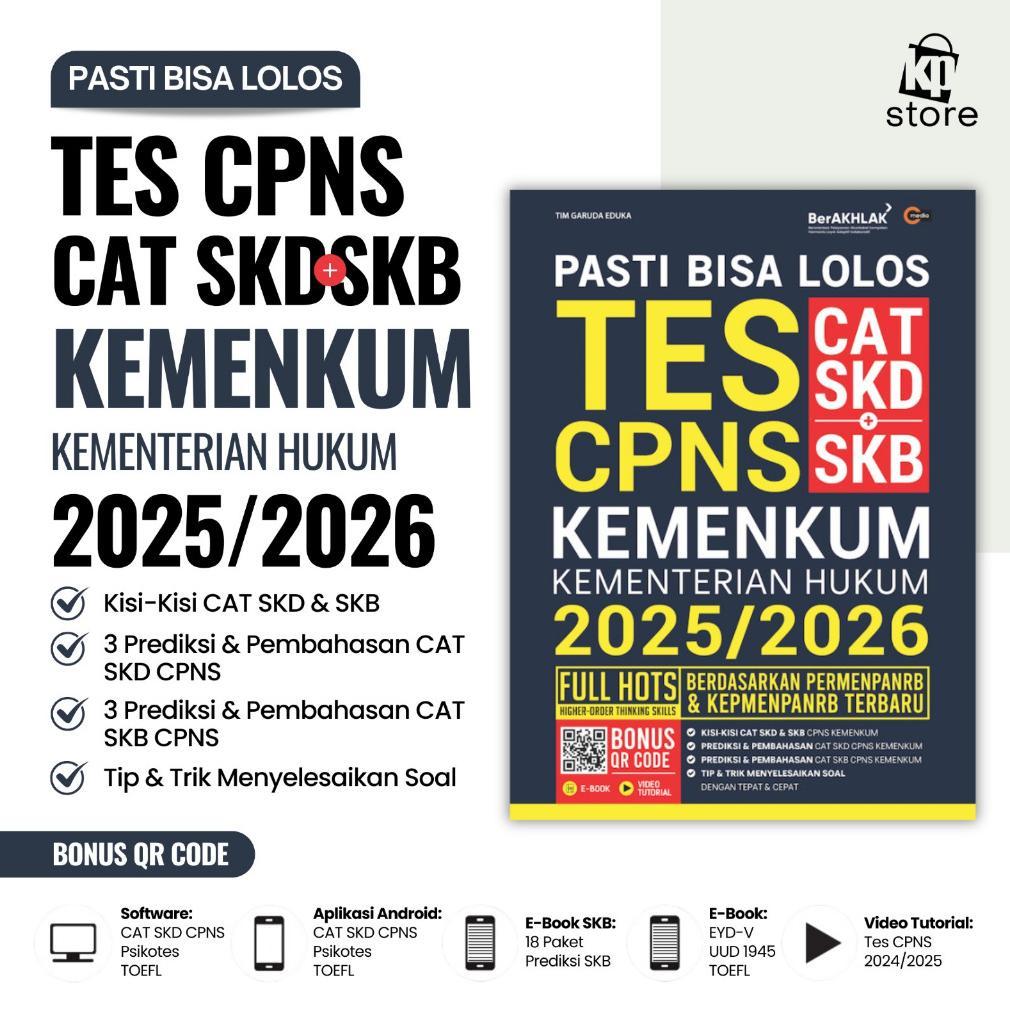 TERBARU 2026 Buku Pasti Bisa Lolos CAT CPNS SKD + SKB KEMENKUM 2025/2026 Kementerian Hukum