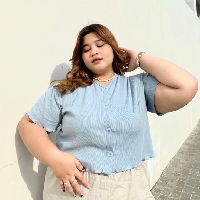 Angela Crop Shirt/ Angela Crop Shirt Baju Ld120 Jumbo/Baju Big Size/Crop Top