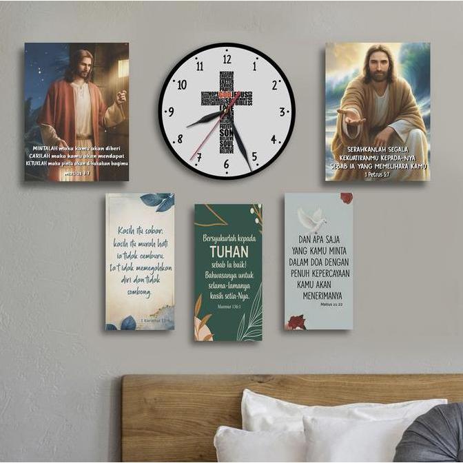 Dekorasi kristen jam dinding yesus walldecor ayat alkitab bunda maria