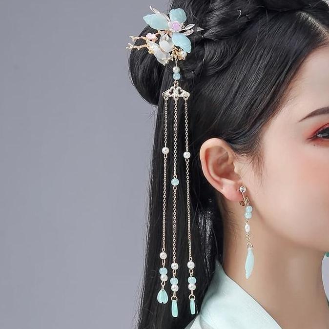 Set Hairpiece Tusuk Konde Tradisional Pengantin Cina Aksesoris Rambut GS