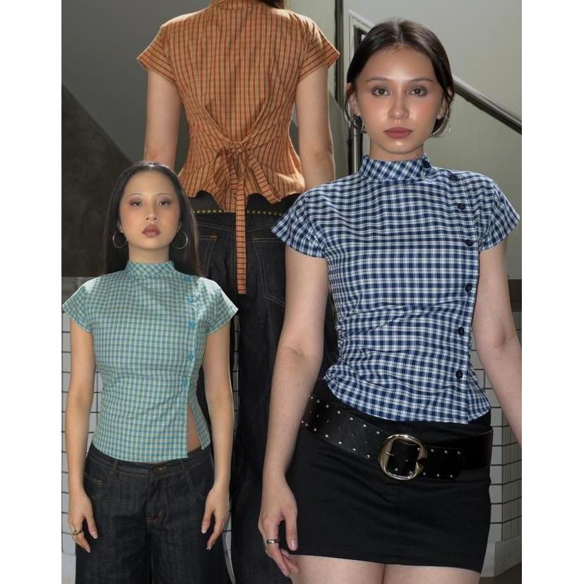 Wear Sarey - Wear Sarey Gia Tartan Shirt Short Sleeve Vintage-Inpired