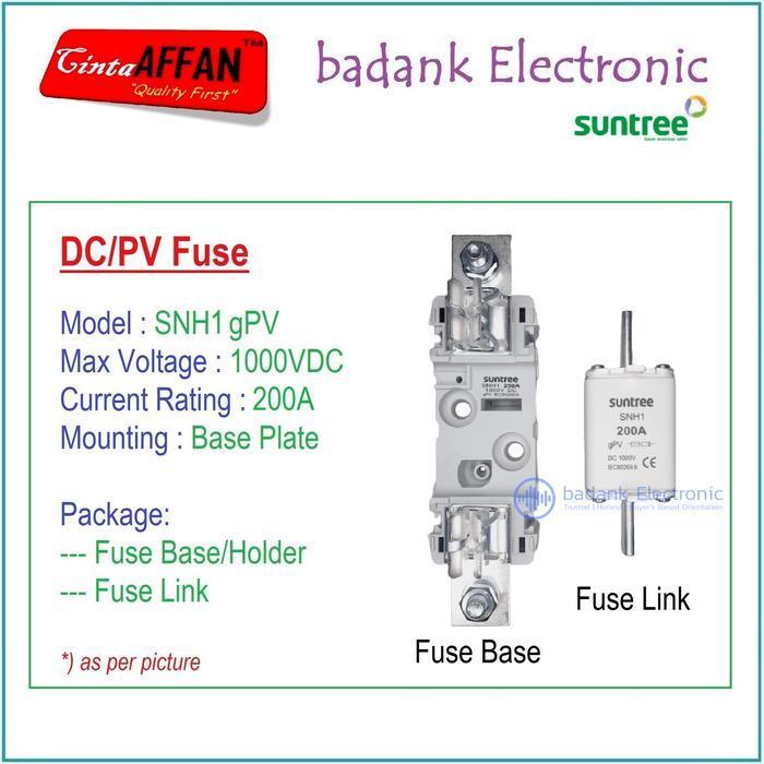 200A - SUNTREE SNH1 gPV 1P 1000V DC Fuse Base/Holder + Fuse Link PV