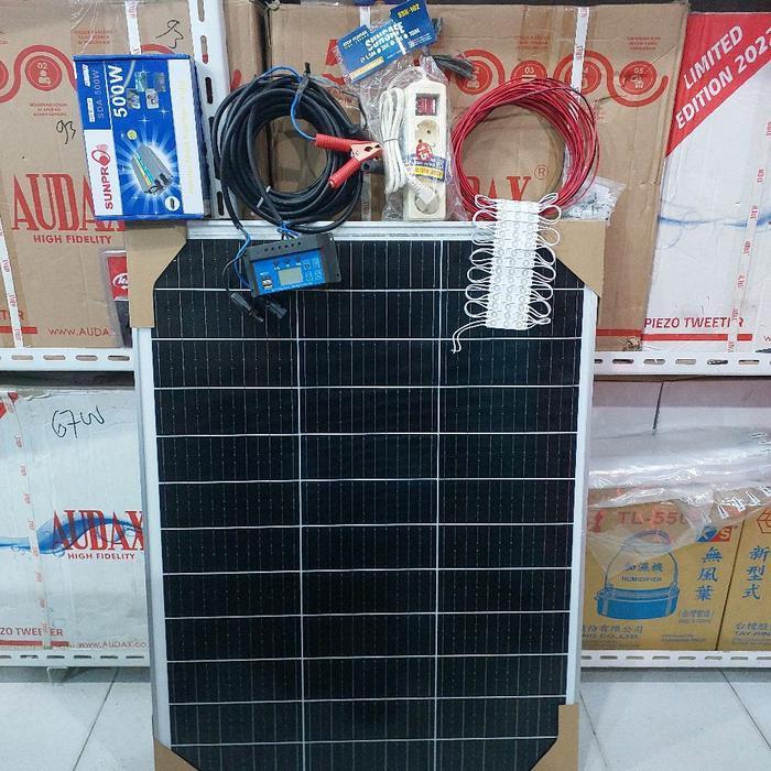 paket komplit panel surya 100wp.panel 100wp.kanel panel 10m.mc4.scc.jepit aki.imperter cok sambung 3