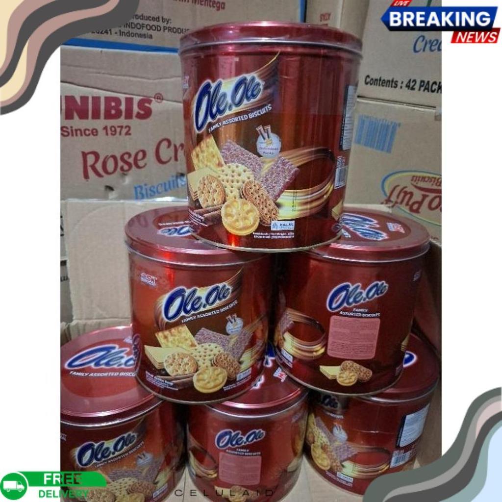 Terlaris Roti Kaleng Ole Ole Bulat/ Biskuit Kaleng Lebaran Bulat