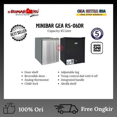 GEA MINIBAR RS-06DR BLACK & INOX/MINIBAR GEA 45L/MINIBAR GEA/KULKAS MINIBAR