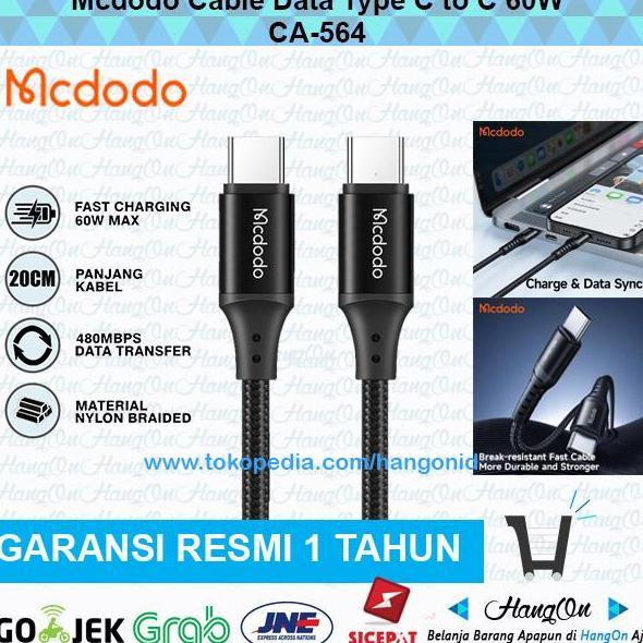 CA-7640 Type C to Type C Kabel Data PD 60Watt 4A 20CM Pendek