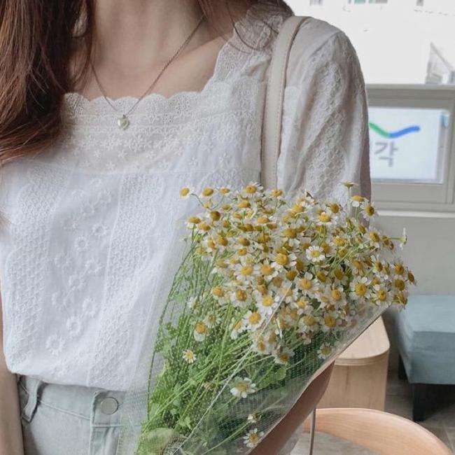 Blouse Atasan Wanita Blouse Atasan Wanita Putih Putih Elizabeth Renda Korean Style