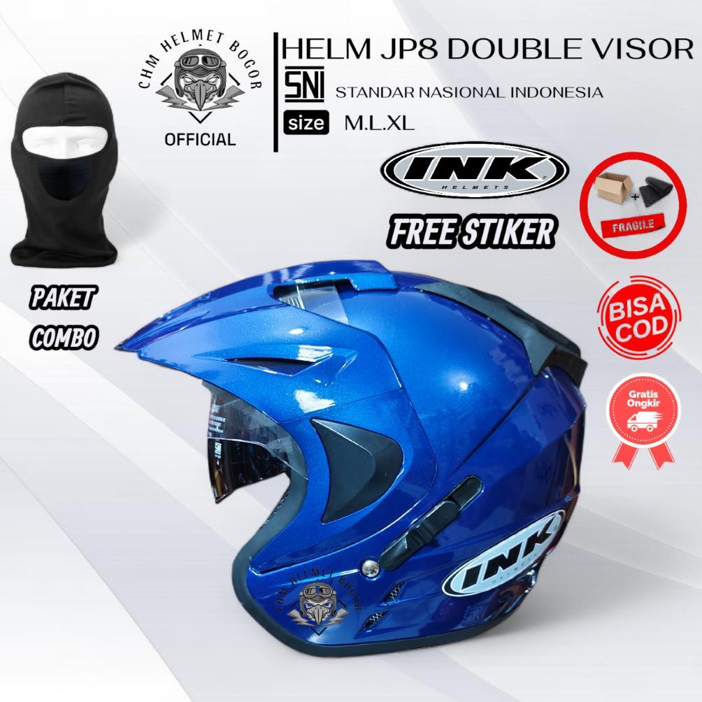 Disc Helm Ink Double Visor Jp8 | Helm Sni Free Stiker | Bukan Ink Ori