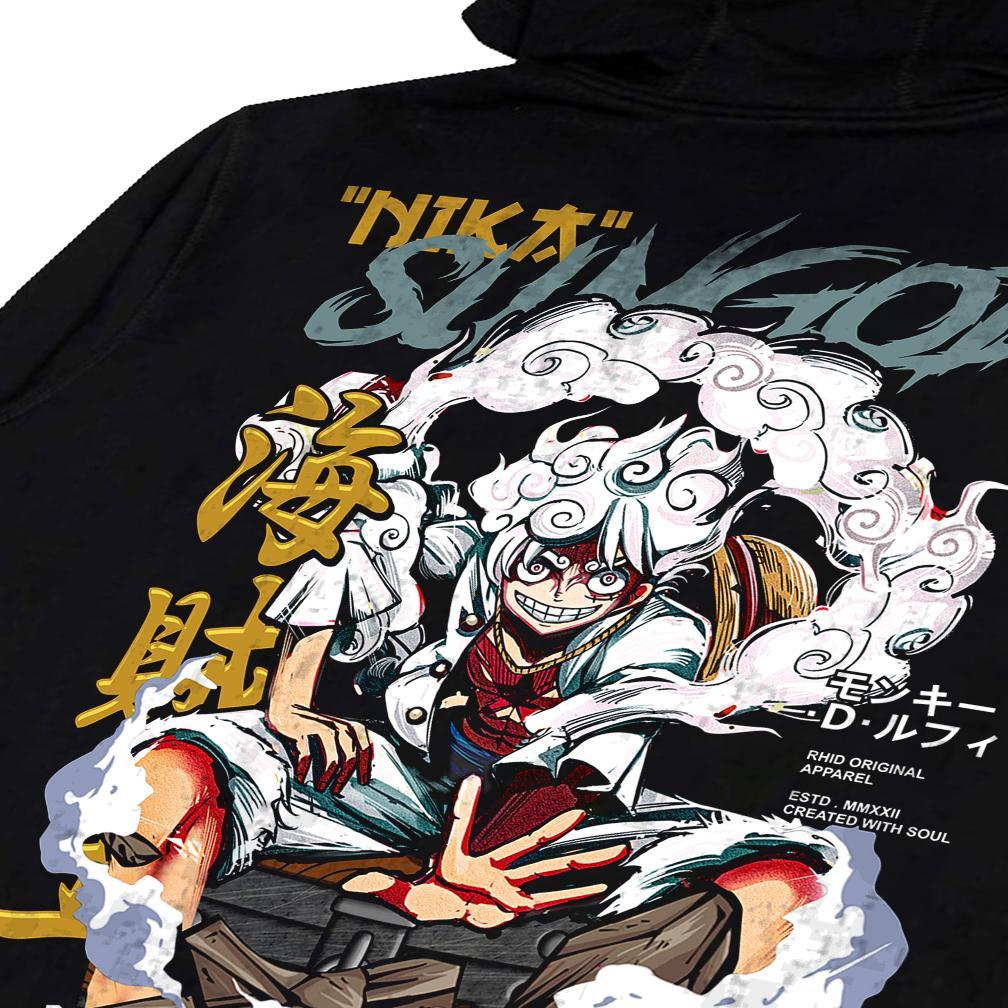 OFFICIAL RHID - HOODIE ONE PIECE MONKEY D LUFFY GEAR 5 SUN GOD NIKA - BLACK