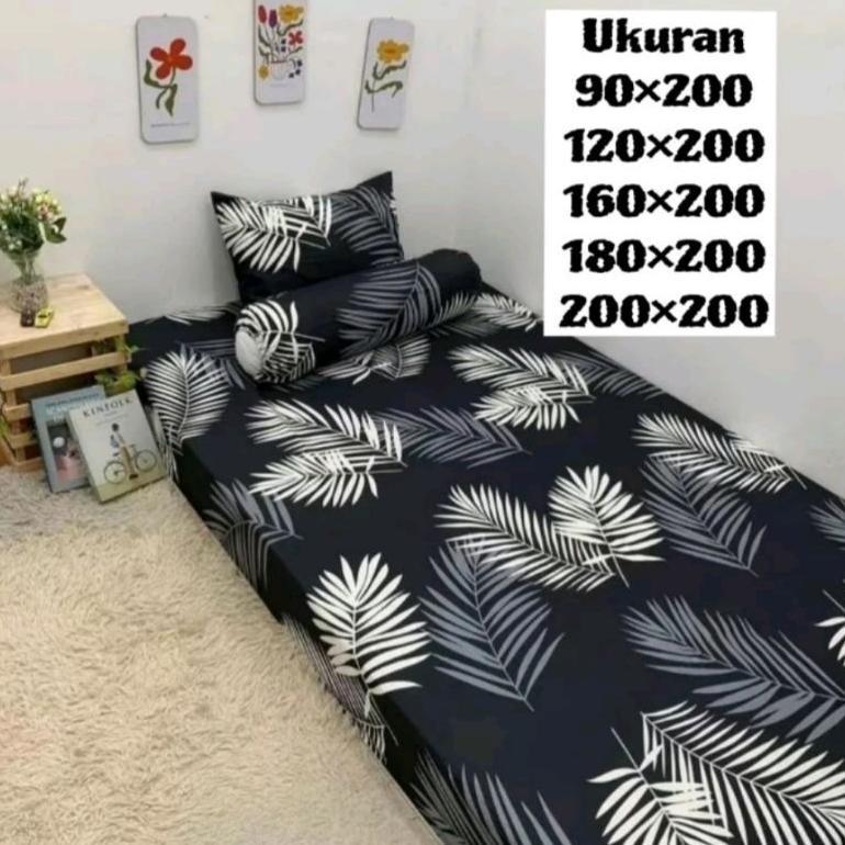 Hot Product Sprei Motif Black Palm / Sprei Motif Kembang / Sprei Motif Daun Palm / Sprei Daun Palm /