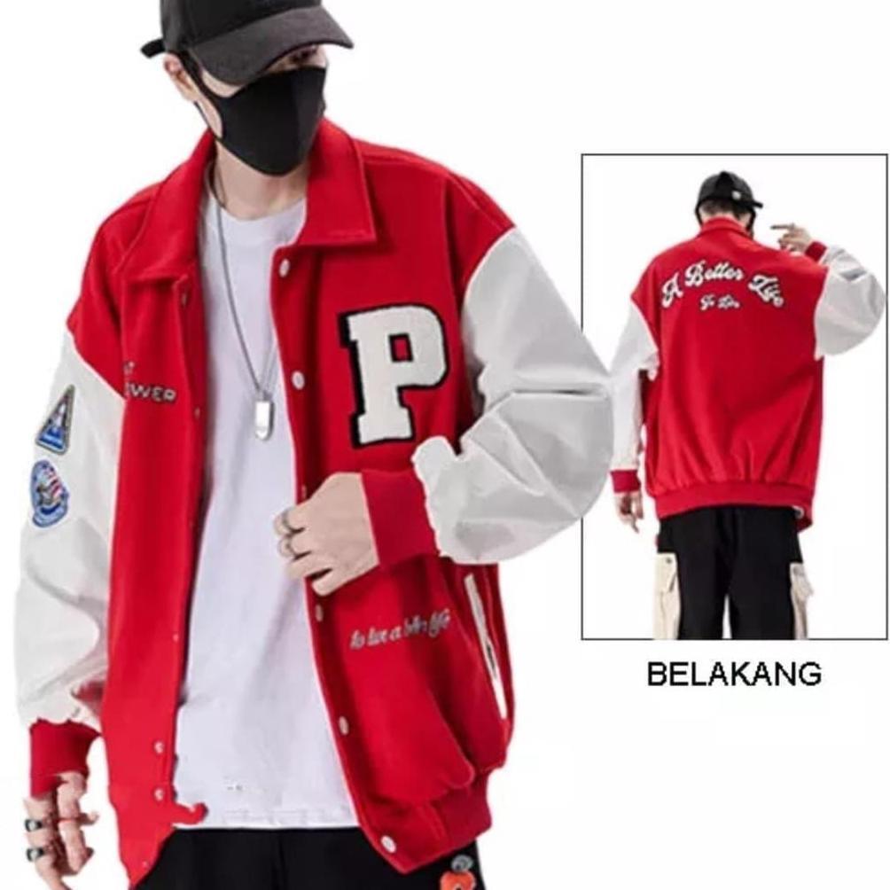 100% AMAN Jaket Varsity Jacket Baseball Original Distro Pria Wanita Size M L XL XXL