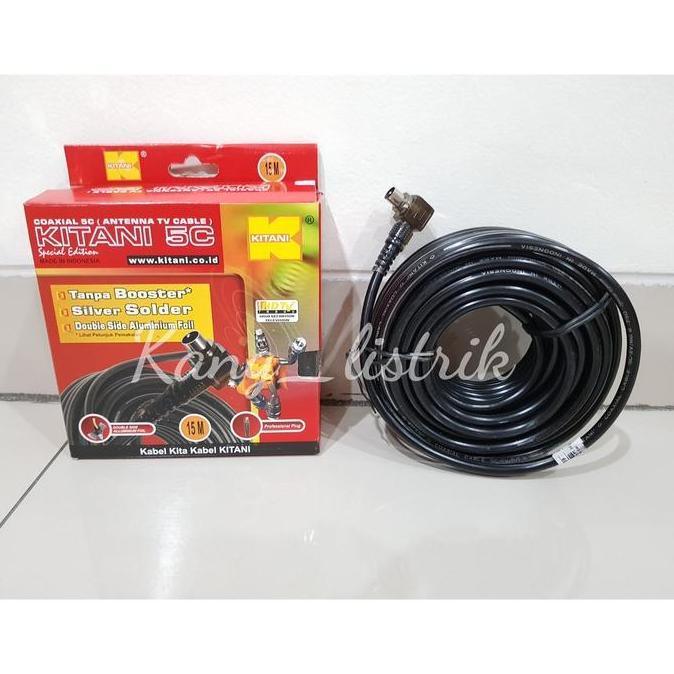 Kabel Antena TV Kitani 5C + jack 15 Meter / Kabel TV Kitani 15Meter