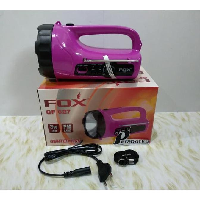 Emergency Lampu Senter Cas + Radio FM Fox GF 627 / Senter Charger 3W