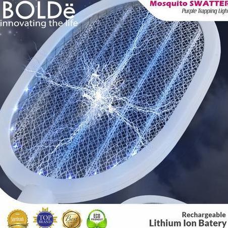 Raket Nyamuk Bolde Swatter 2 in 1 Raket Nyamuk Otomatis Bolde Recharge