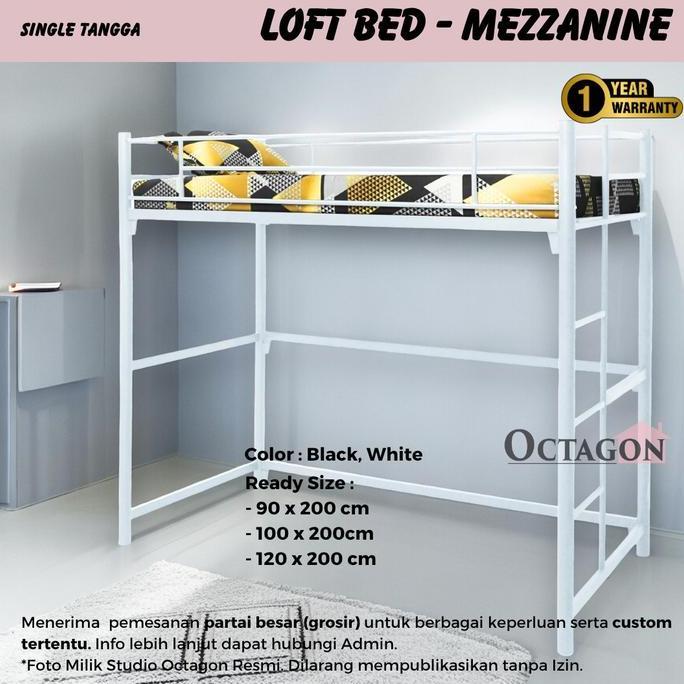 Terlaris Loft Bed Besi Minimalis Ranjang Susun Mezzanine - Single Tangga (Lb)