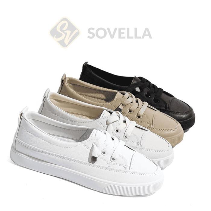 Bisa Cod - Sovella Cleo Sepatu Flat Shoes Putih Slip On Wanita Karet