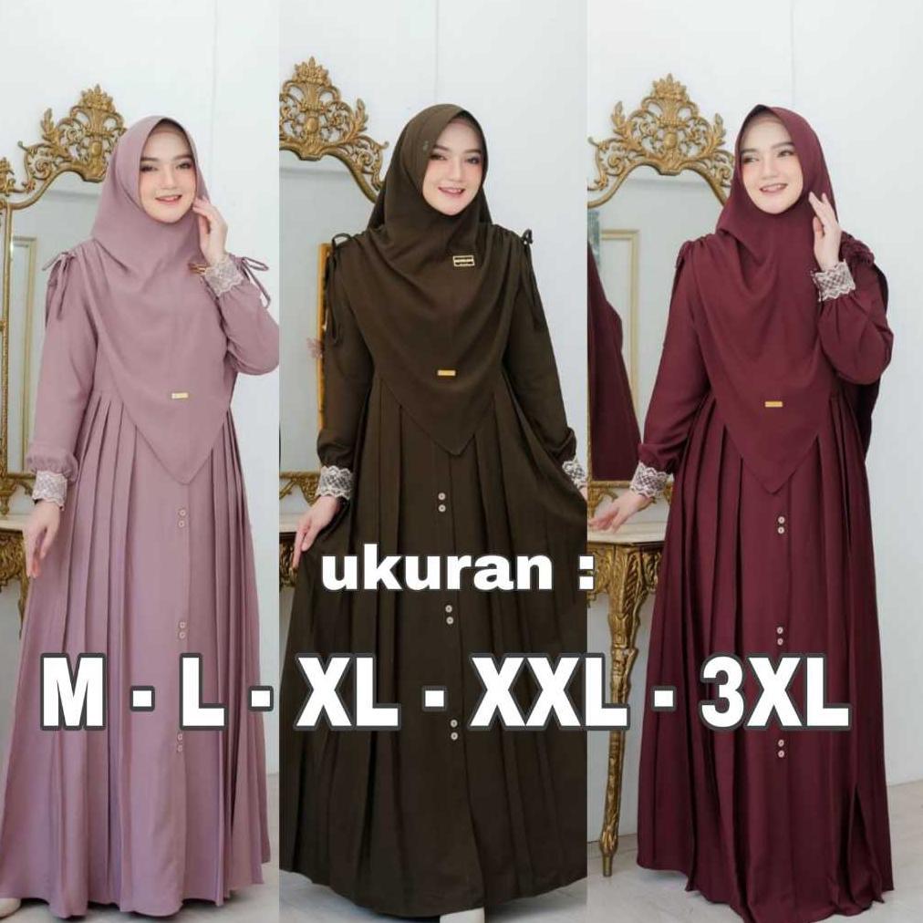 SUPER DEAL Mawwadah Syar'i Set Khimar Cringkle Airflow Premium - Fashion Muslim Wanita Ukuran Jumbo 