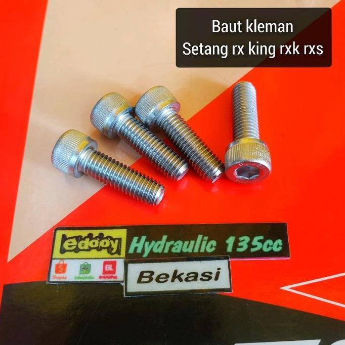 Baut Klem Stang Stenlis ( 4 Pcs ) - Baut Raiser Stang Rx King Vixion Scorpio Baru