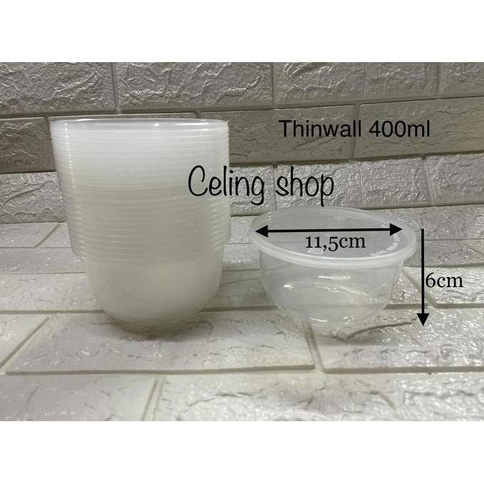 TERLARIS MANGKOK THINWALL PLASTIK BENING TAHAN PANAS FOOD GRADE 400ML