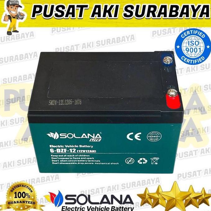Promo AKI SEPEDA LISTRIK SOLANA 6DZF12 KAYABA 6DZF14 ANTELOPE U-WINFLY SUNRICE EXOTIC SOLANA 12V 12A