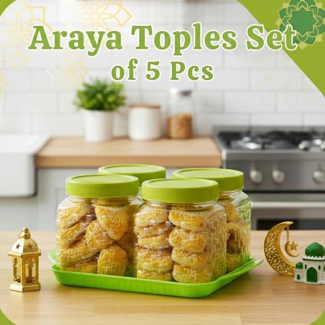 Toples Kue Set Toples Plastik Bulat Set Toples Lebaran Tempat Penyimpanan Toples Makanan Set Toples 