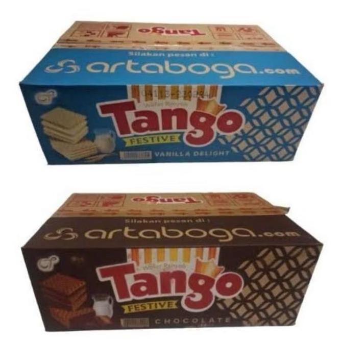 Tango Festive Vanilla Delight & Chocolate Biskuit Kaleng 1 Dus Rasa Vanila dan Cokelat ds